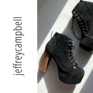 Jeffrey Campbell Lita Black Suede Booties